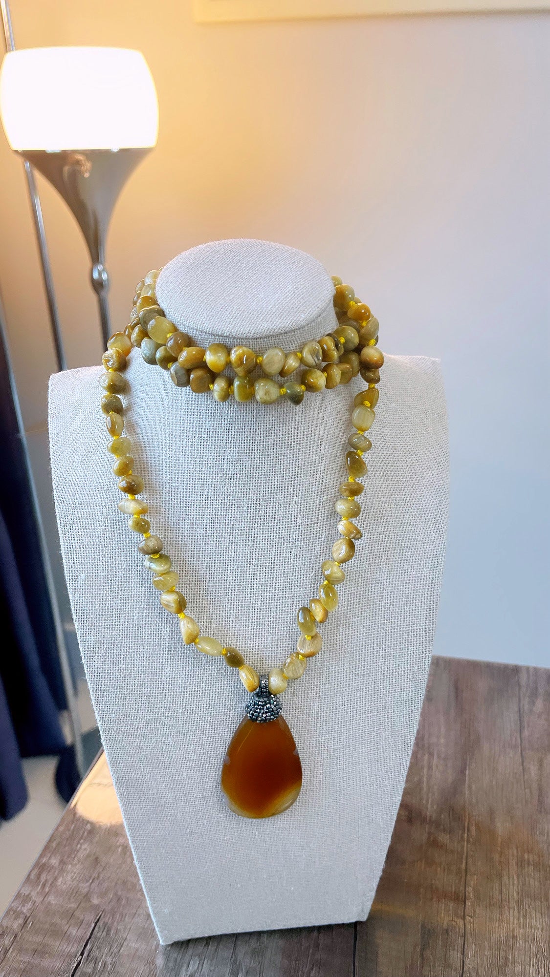 Drop Brown Agate Necklace