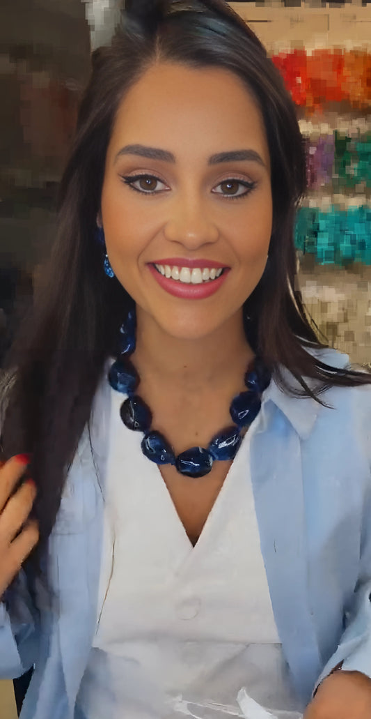 Resin 27MM Navy Blue Sodalite Necklace
