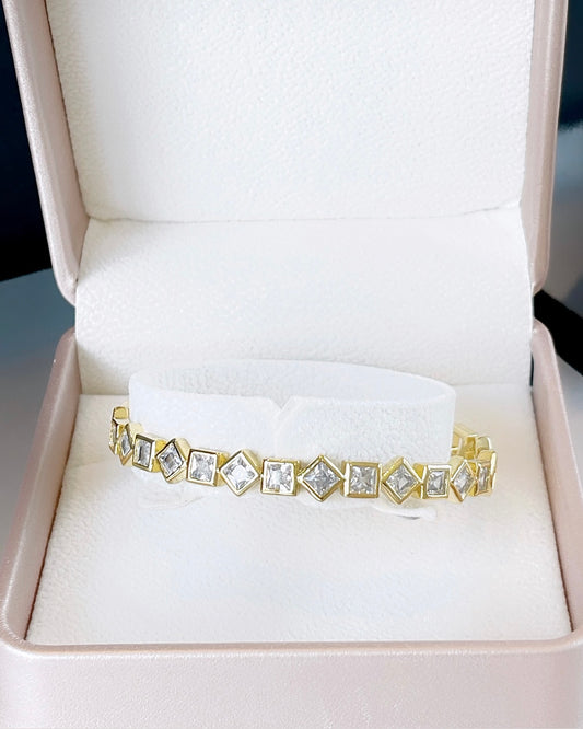 Bezel Squared Zirconia Cuff Bracelet