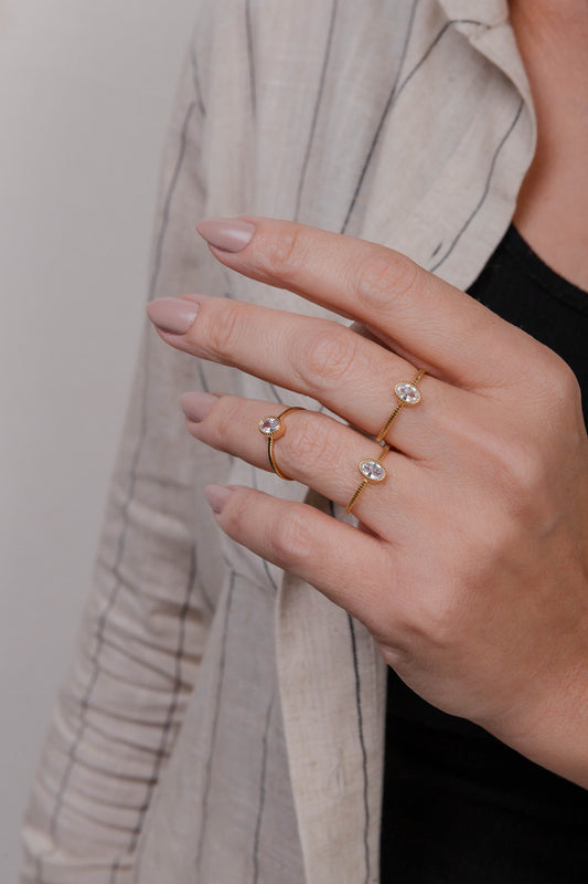 Oval Zirconia Solitaire Ring