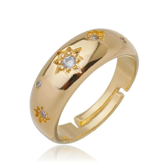 Sleek Stud Stars Ring