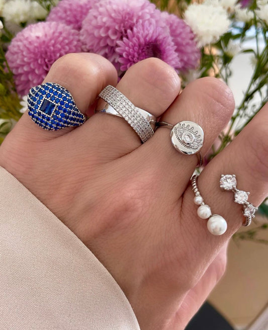 Spheres and Pearl Open Ring