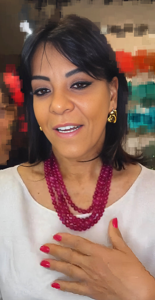 Multi Layer Ruby 8MM Agate Necklace