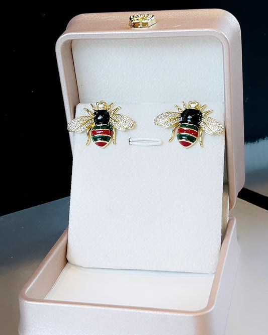 Enamel Bee GG Designer Earring