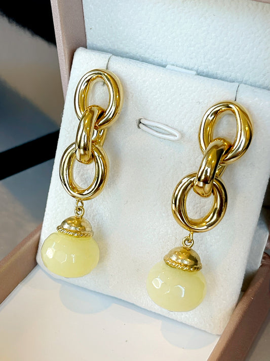 Yellow Quartz Link Earring