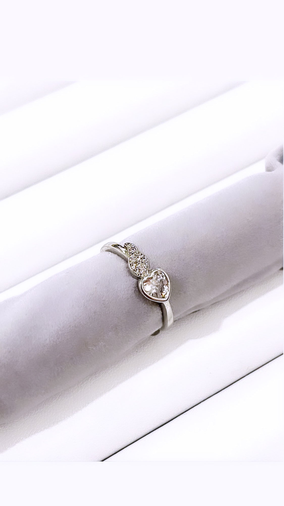 Zirconia Heart and Wing Ring