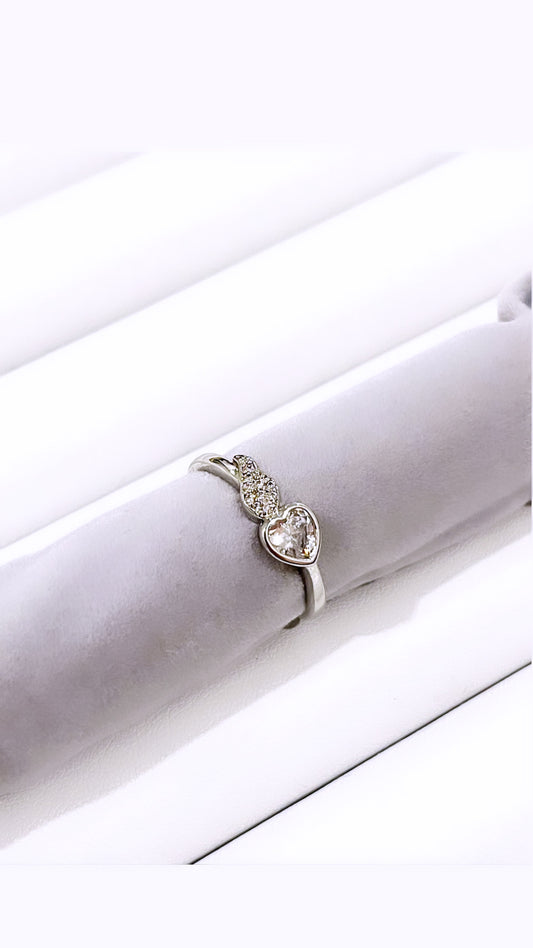 Zirconia Heart and Wing Ring