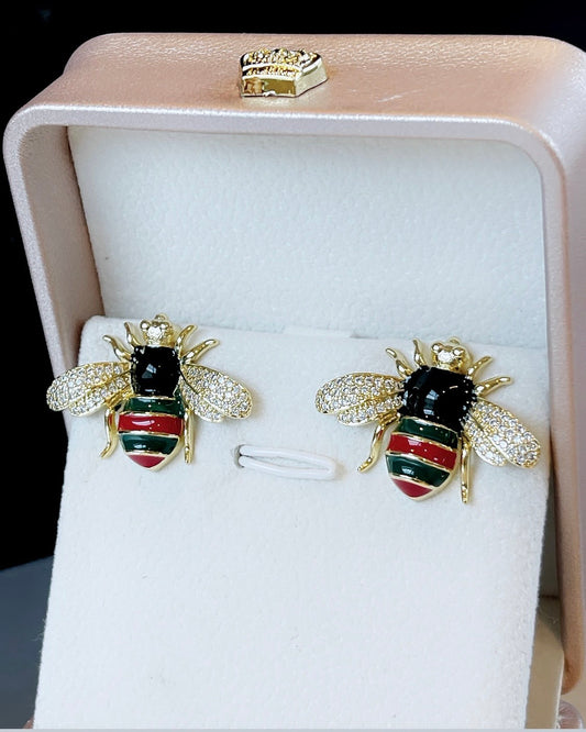 Enamel Bee GG Designer Earring