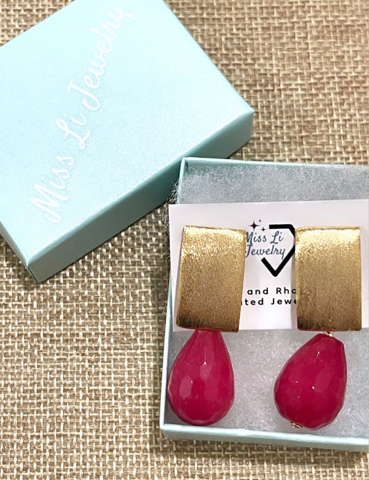 Pink Agate Earring