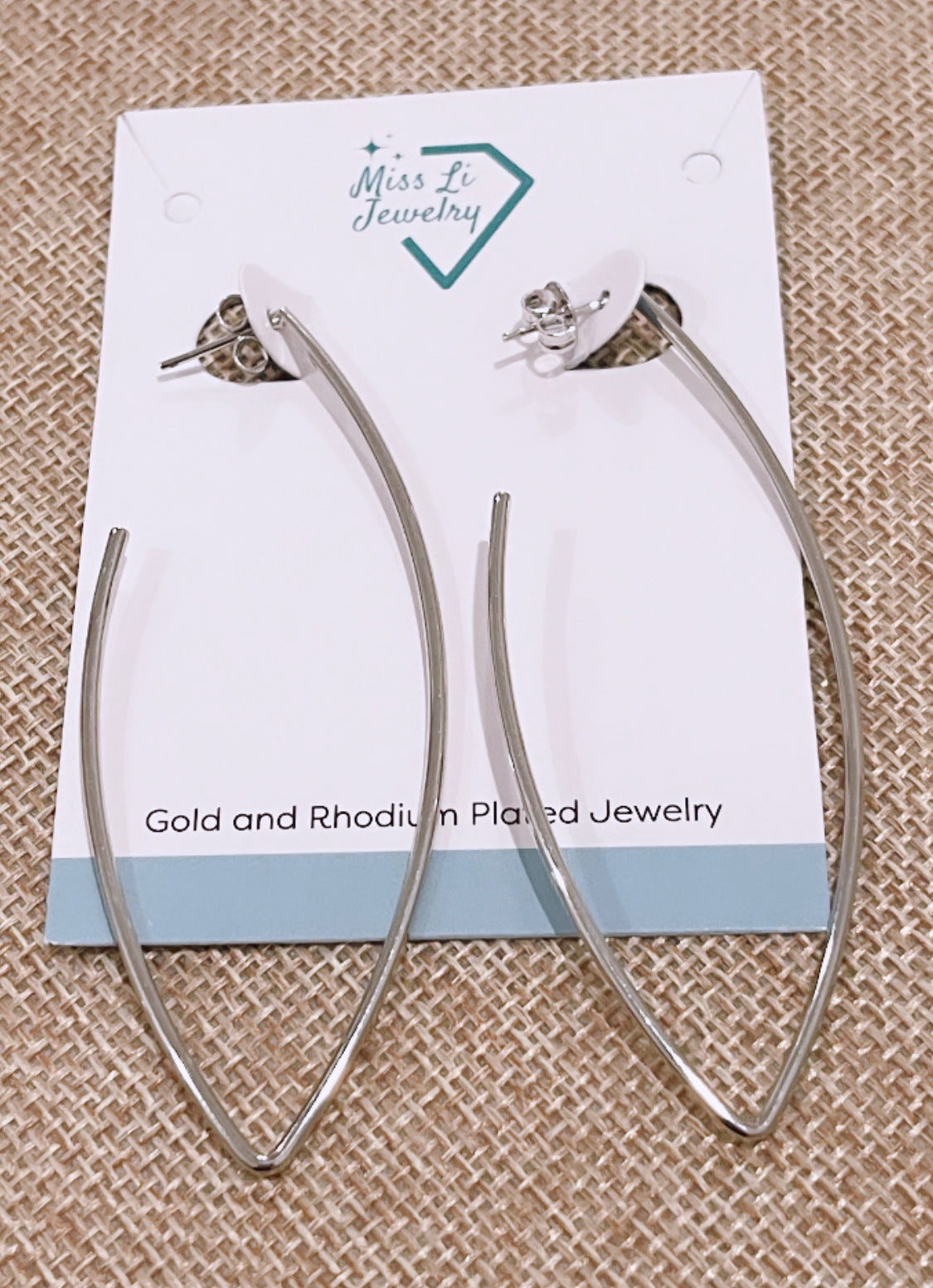 Long V Rhodium Hoop