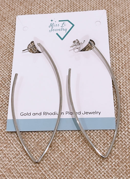 Long V Rhodium Hoop