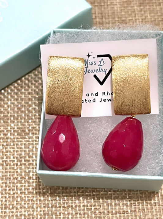 Pink Agate Earring