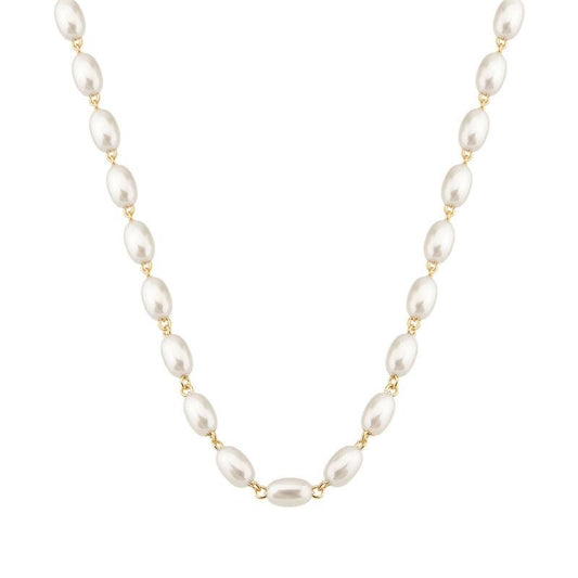 Long Oval Pearls Necklace