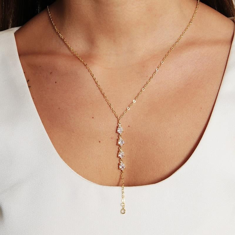 Tie Zirconia Drops Necklace