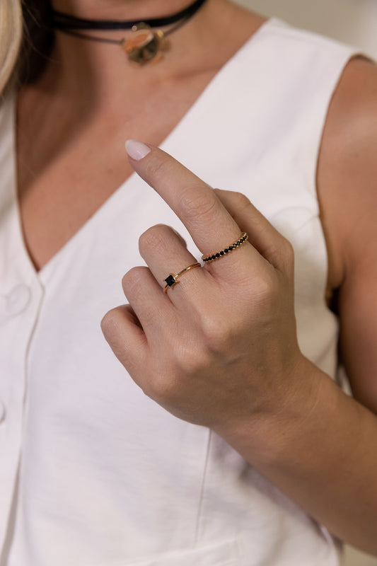 Black Zirconia Band Ring