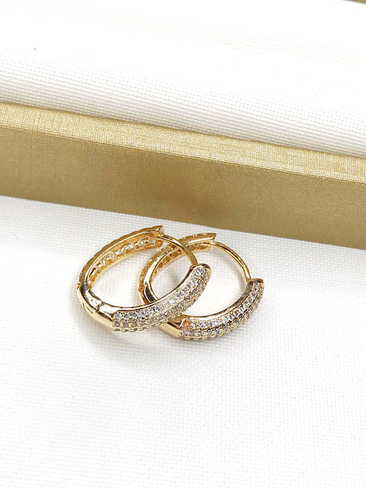 Medium Triple Pave Oval Hoop Earring