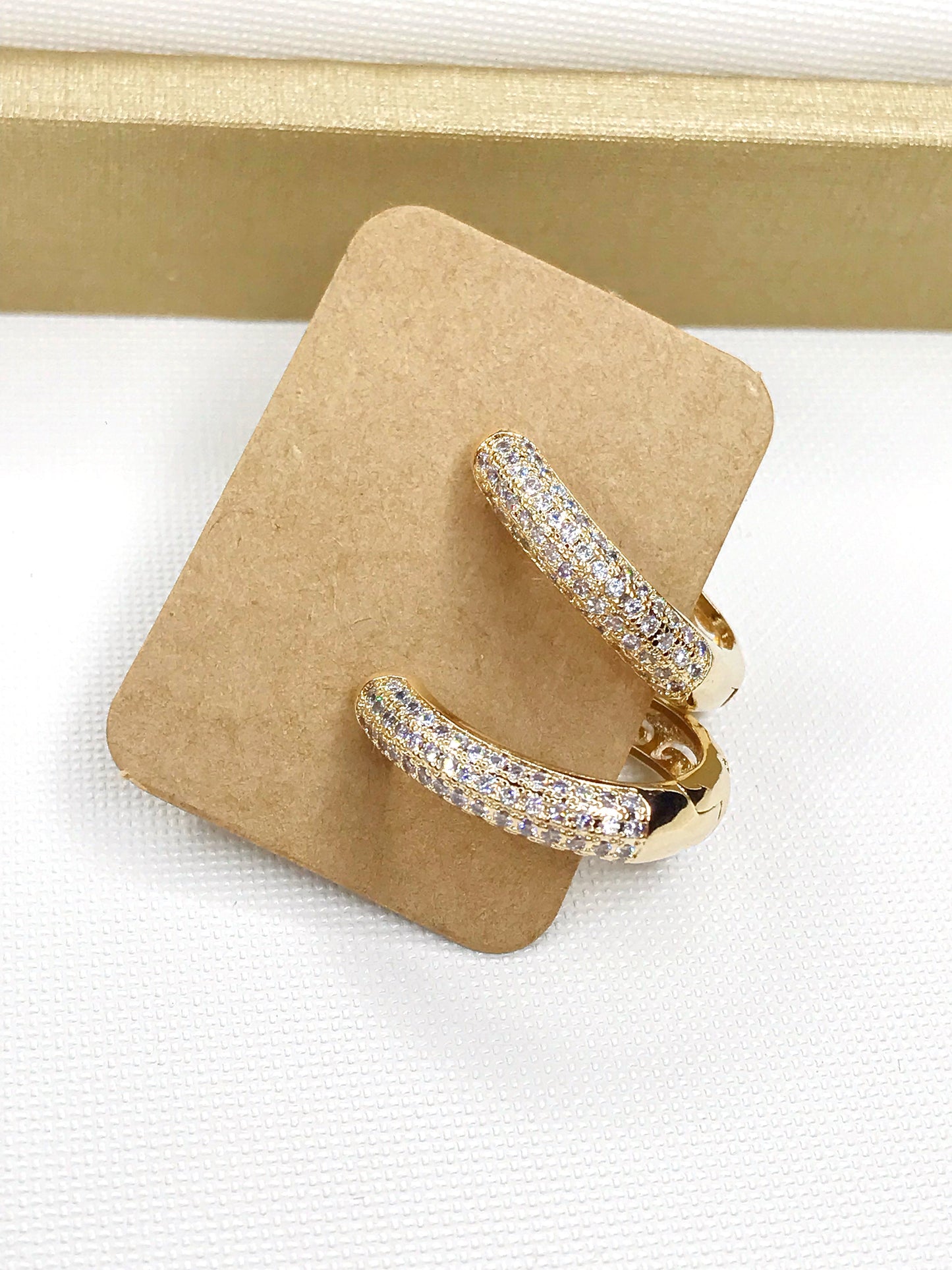Medium Triple Pave Oval Hoop Earring