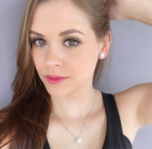 Rhodium Pave Pearl Drop Set