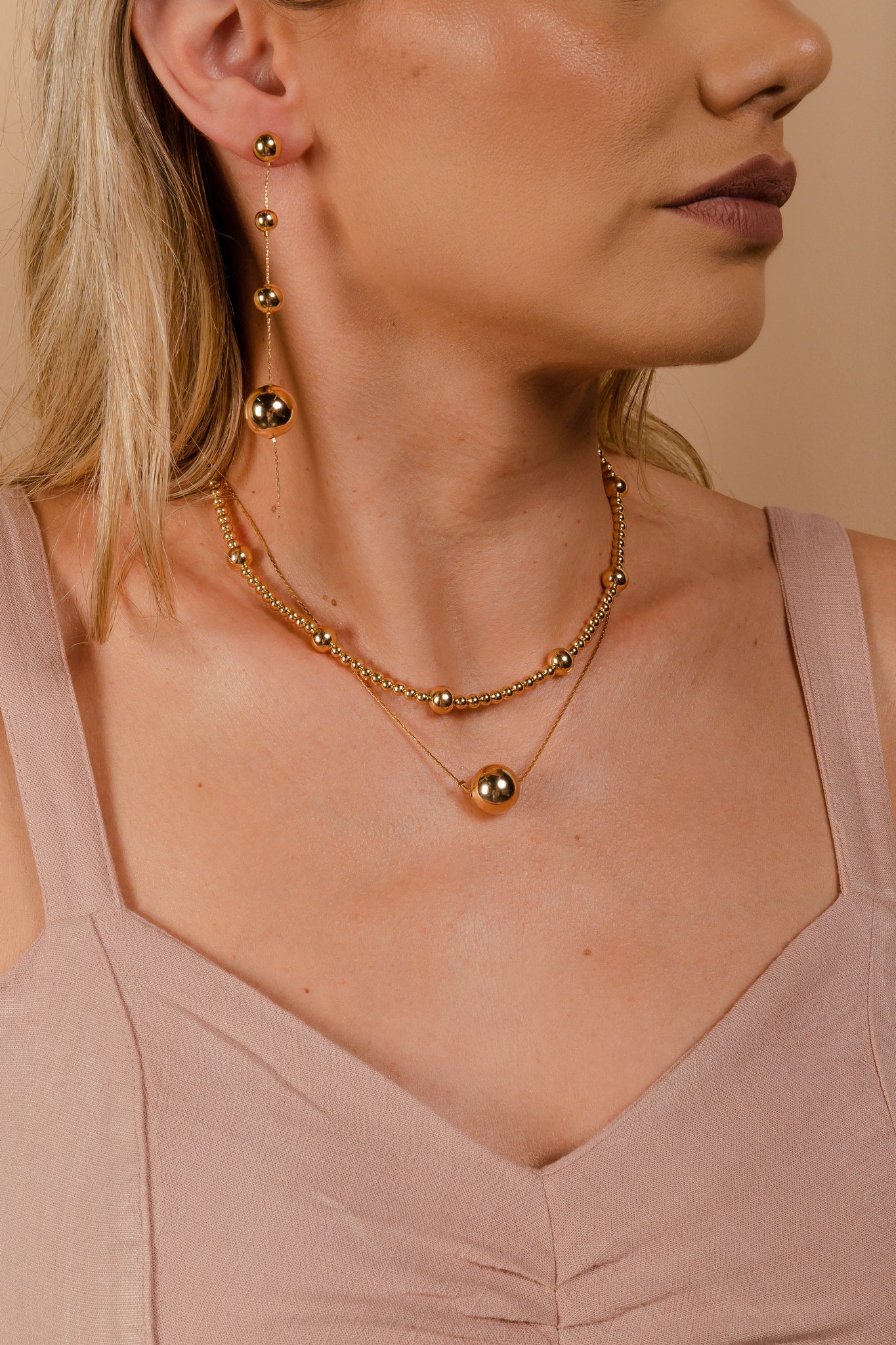 Chain Triple Balls Drop Earring