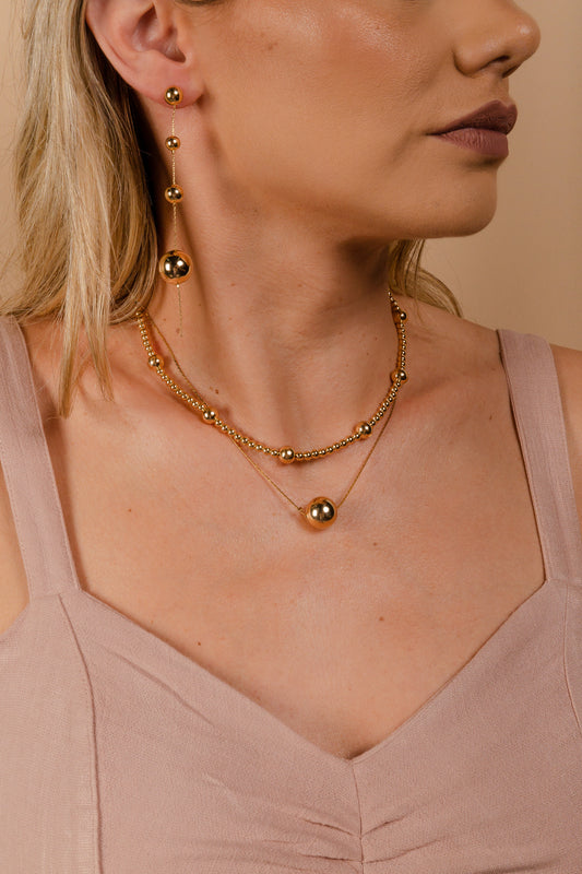 Chain Triple Balls Drop Earring