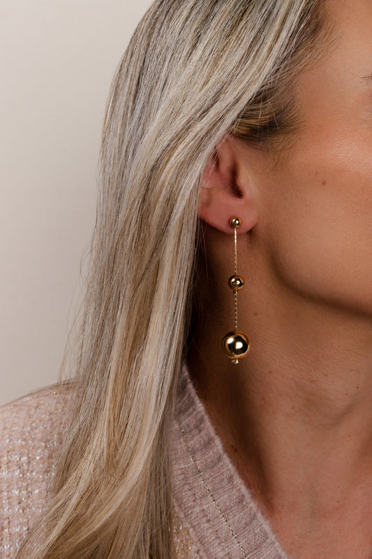 Chain Triple Balls Drop Earring