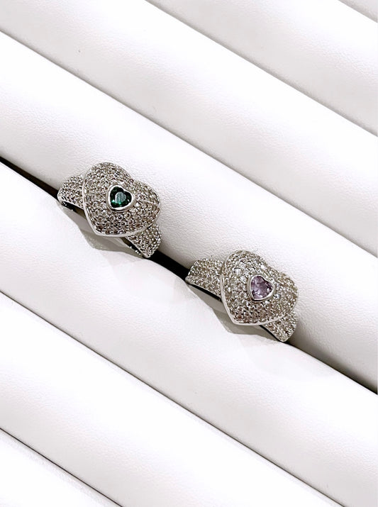 Domed Heart Amethyst Ring