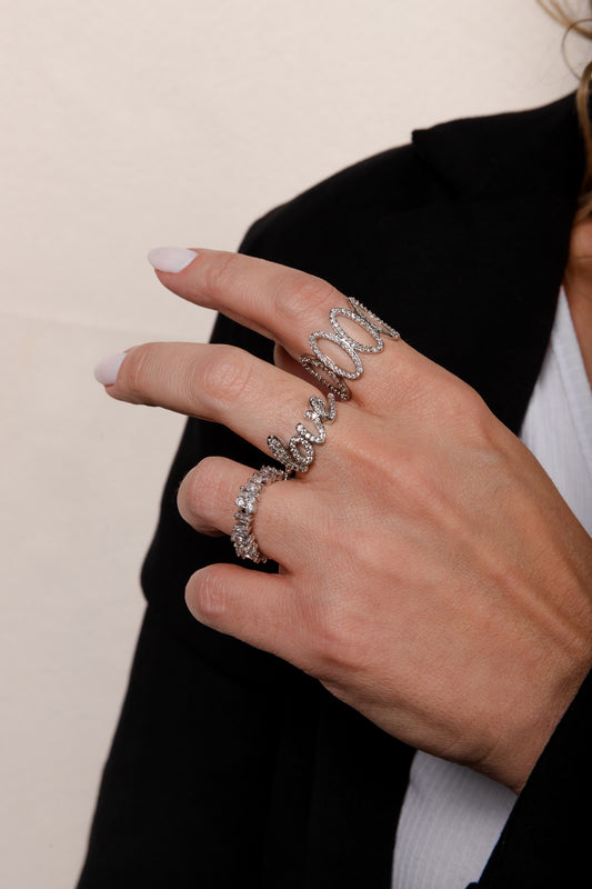 Rhodium Love Ring
