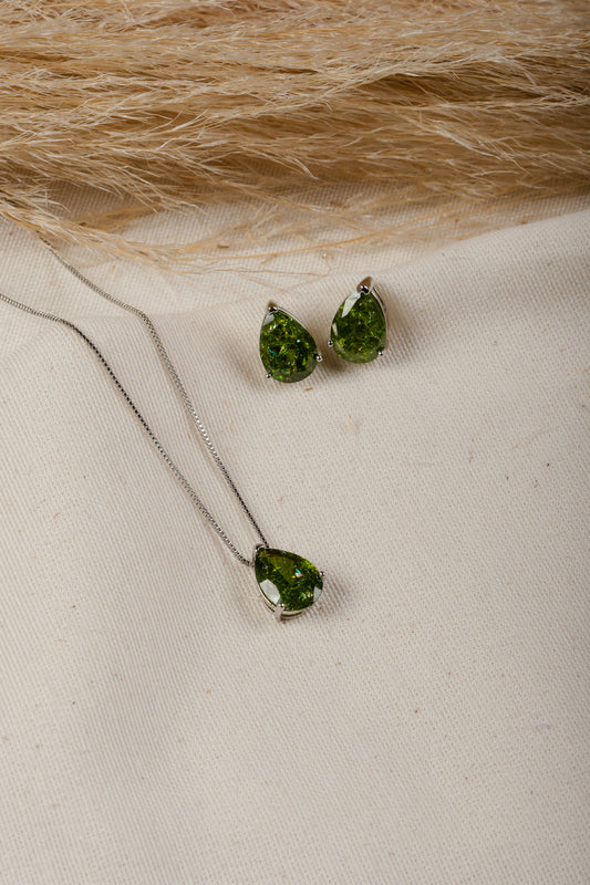Crushed Green Amethyst GemStone Drop Set