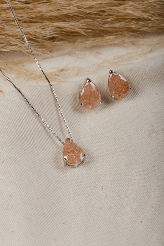 Crushed Morganite GemStone Drop Set