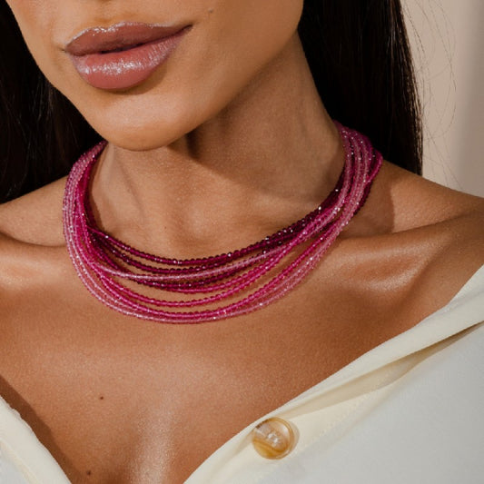 Wine Crystal Choker Necklace