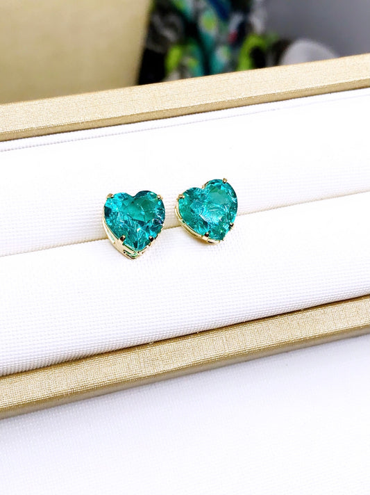 Tourmaline Paraiba Heart Crystal Earring