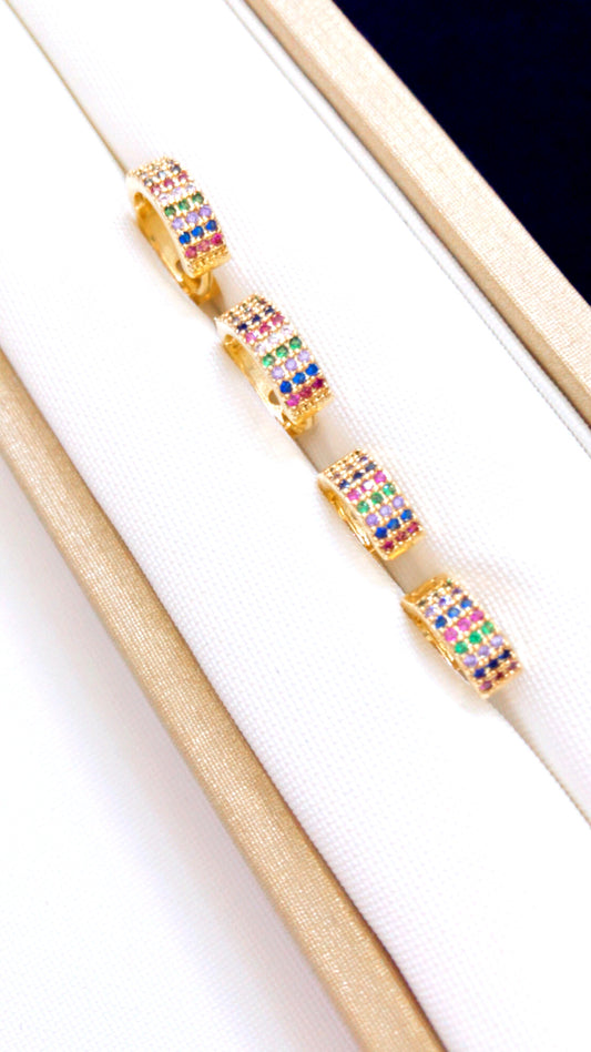 Duo Double Colors Pave Hoop Earring