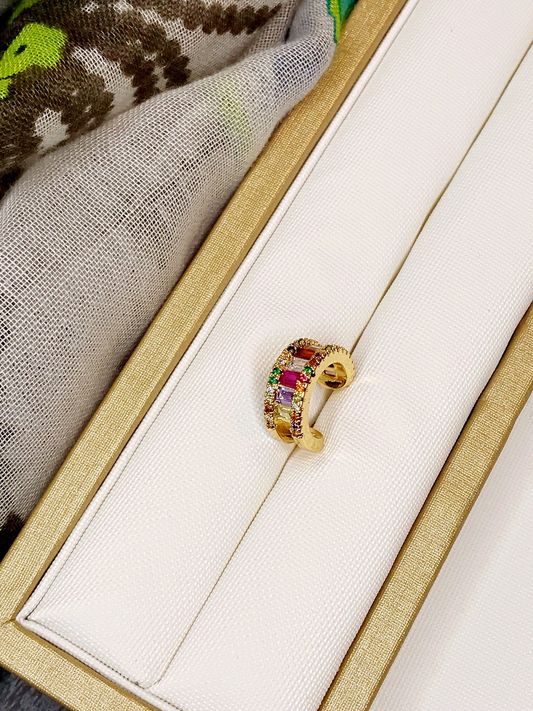 Colored Baguette Zirconia Fake Piercing