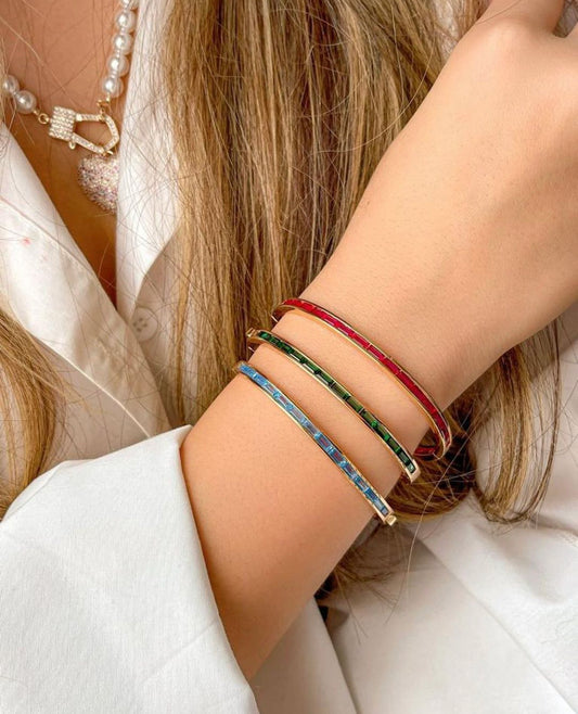 Pink Zirconia Bangle Bracelet
