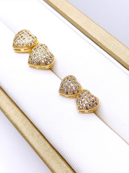 Duo Pave Heart Earring