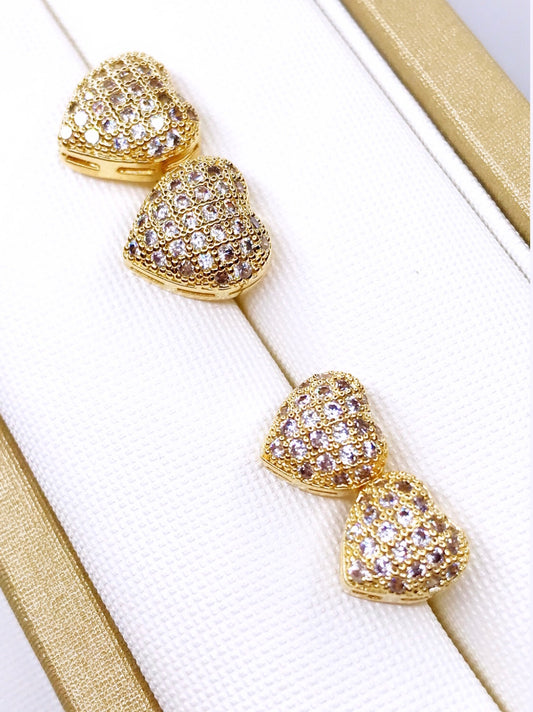 Duo Pave Heart Earring