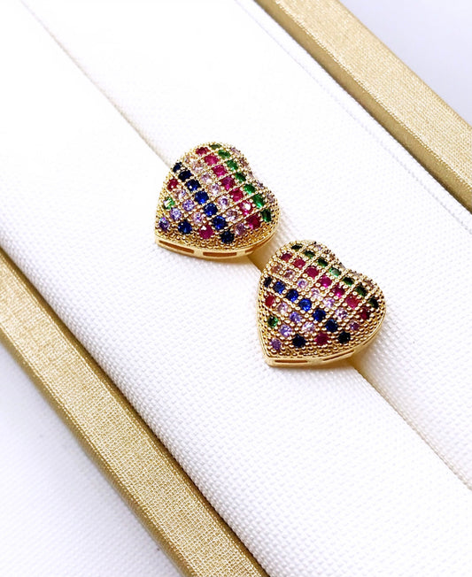 Colored Pave Heart Earring