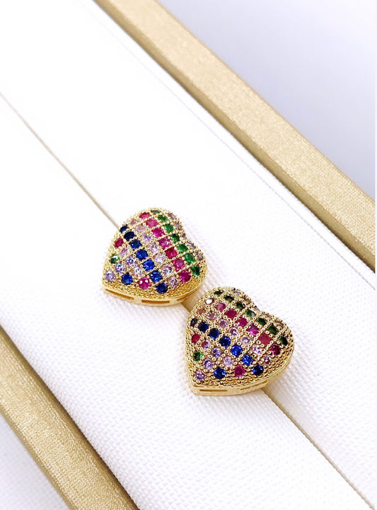 Colored Pave Heart Earring