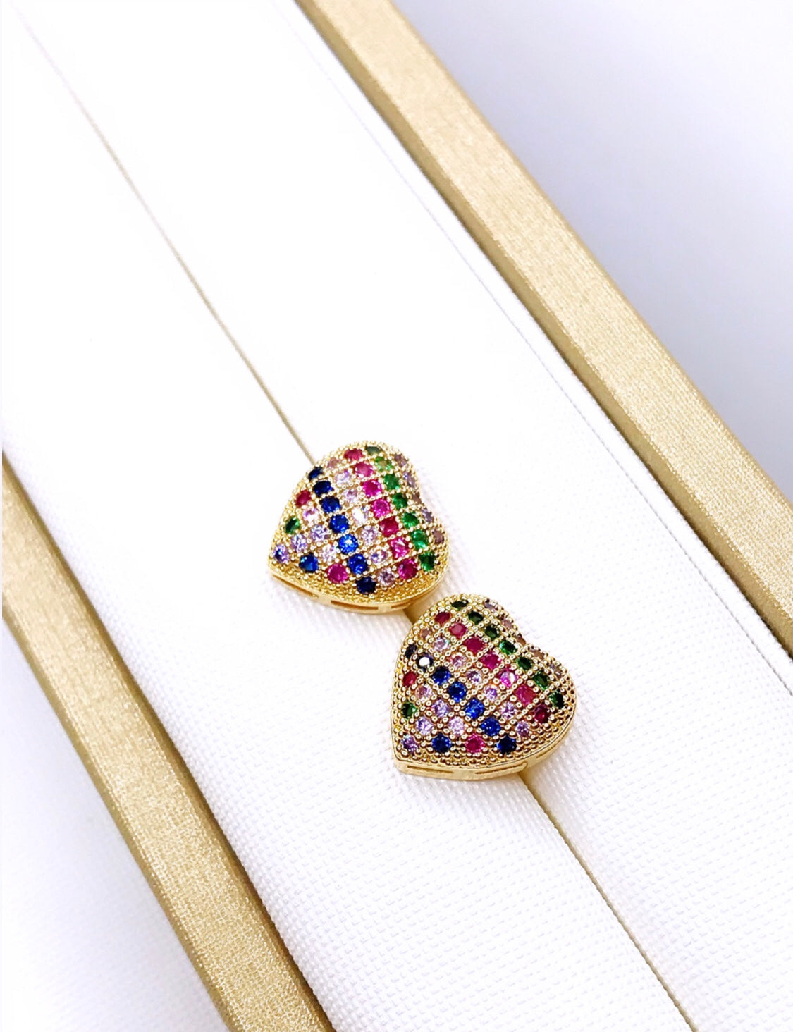 Colored Pave Heart Earring