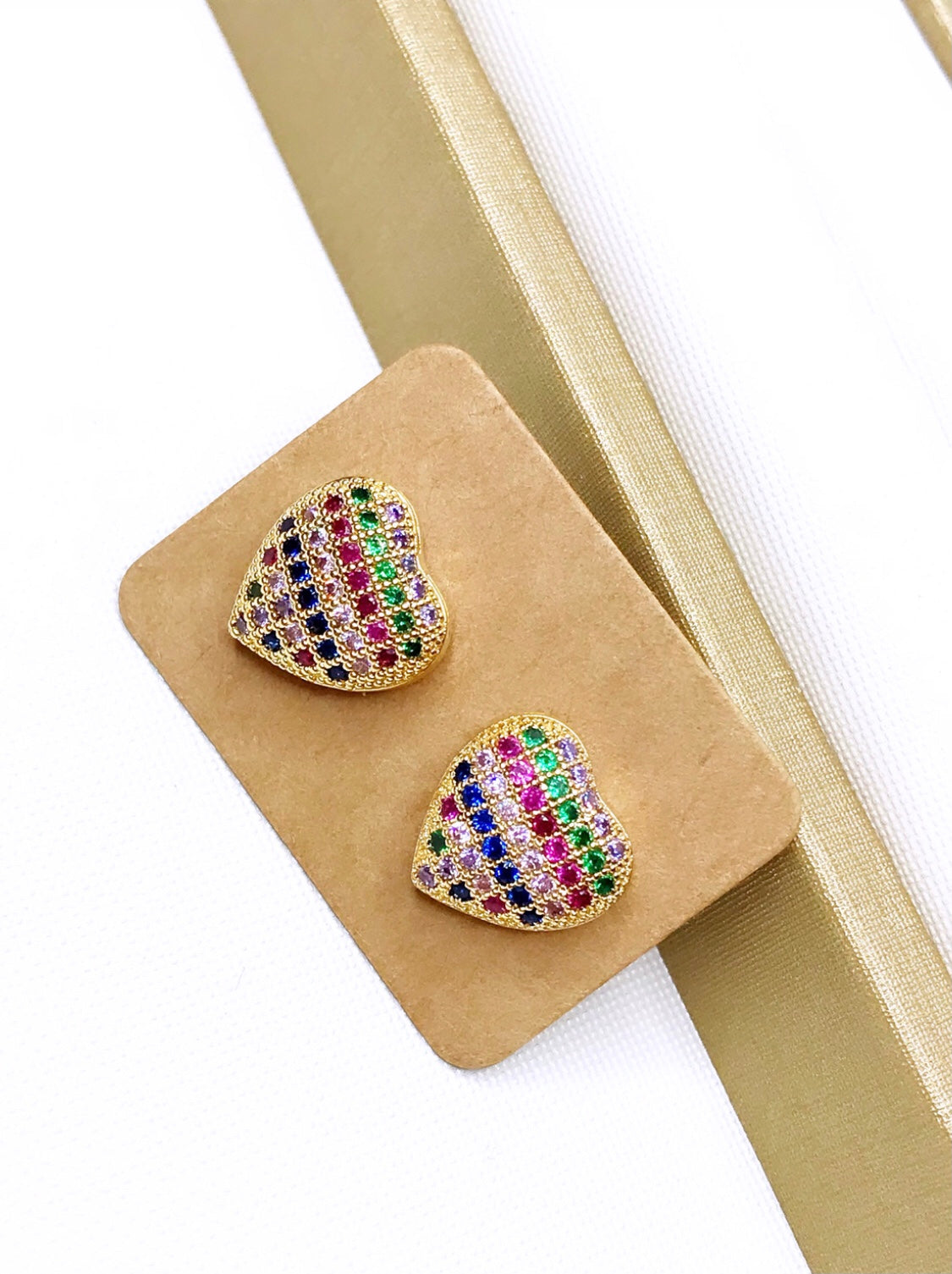 Colored Pave Heart Earring