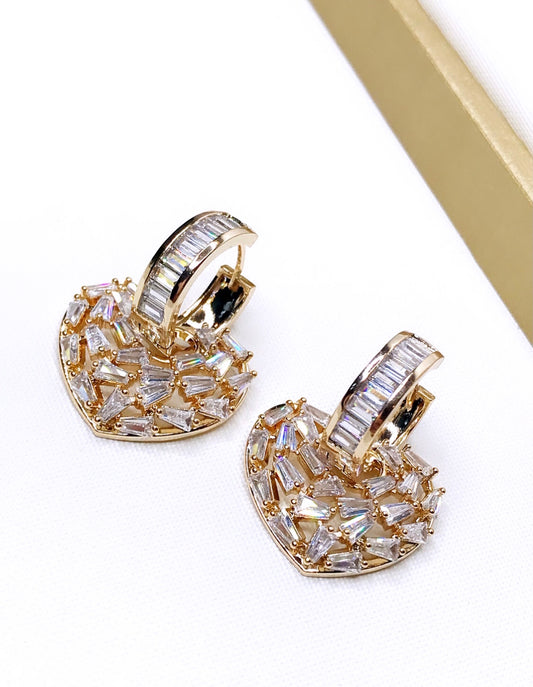 2 in 1 Zirconia Heart Hoop Earring