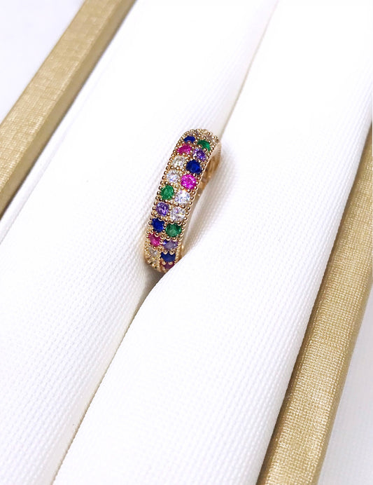 Colored Double Pave Fake Piercing
