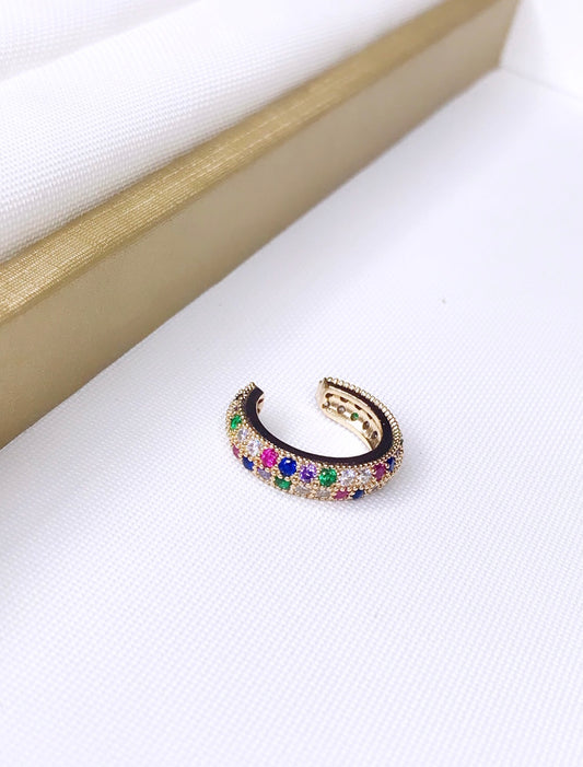 Colored Double Pave Fake Piercing