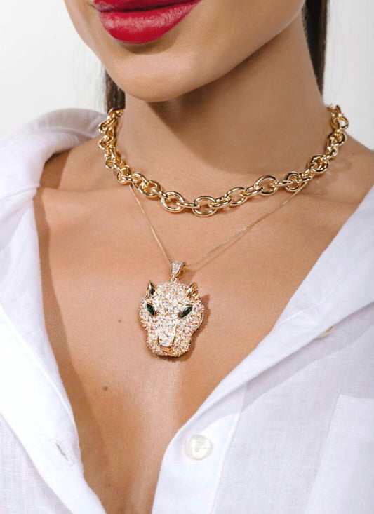 Zirconias Baguette Panther Maxi Necklace