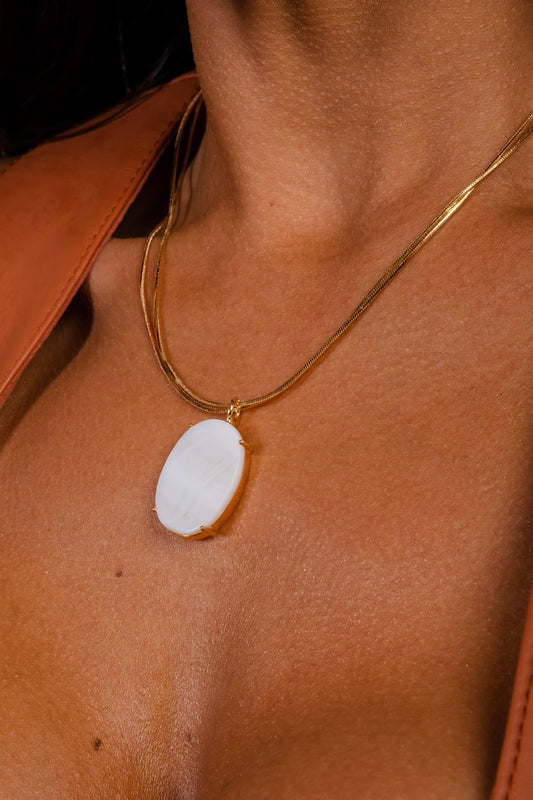 Lux Mother Pearl Double Chain Necklace