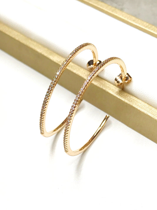 Medium Oval Pave Hoop Earring