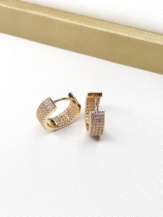 Small Wide Pave Hoop Earring