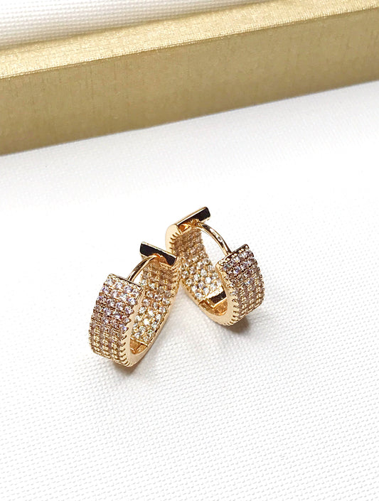Small Wide Pave Hoop Earring