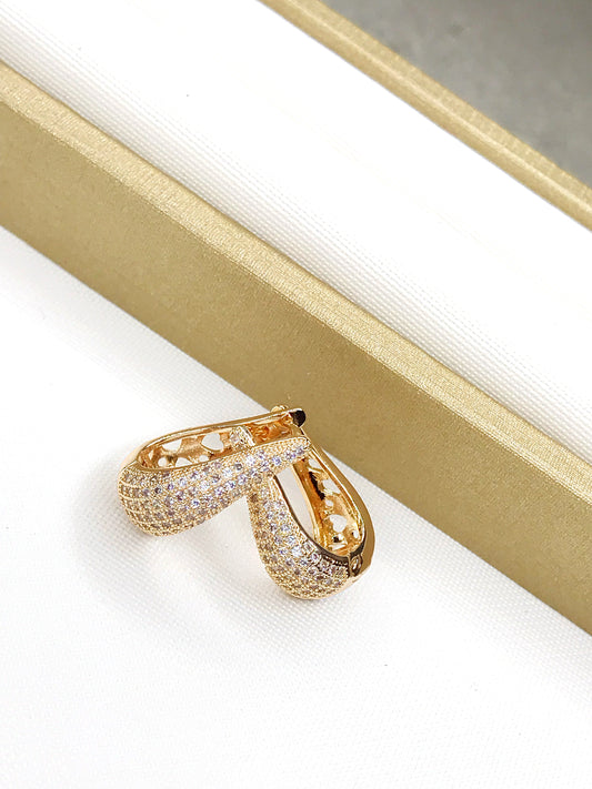 Small Droplet Pave Hoop Earring