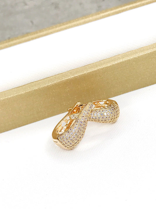 Small Droplet Pave Hoop Earring